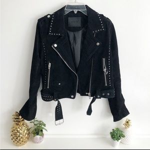 BLANK NYC Suede studded Motto jacket, size small